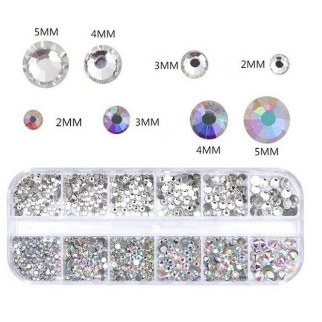 Hovedbilde Rhinestone-sett for Negledesign – 12 typer