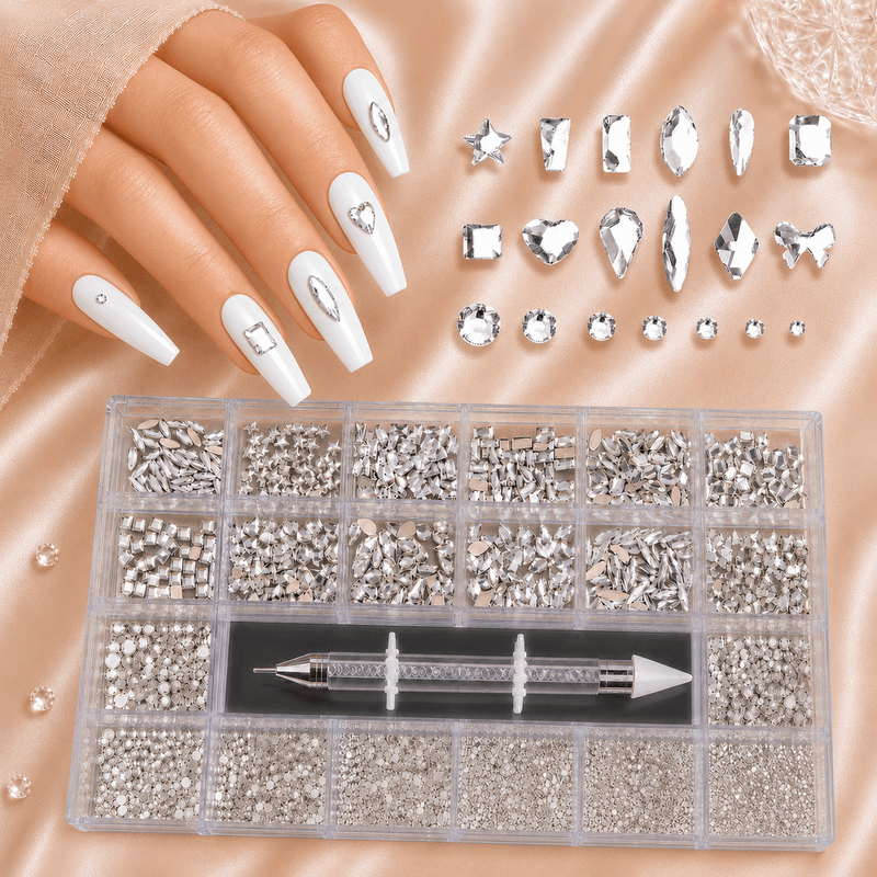 Negledekor – Sølv Rhinestones med Verktøy