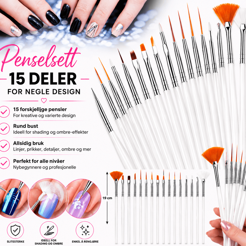 Penselsett 15 deler