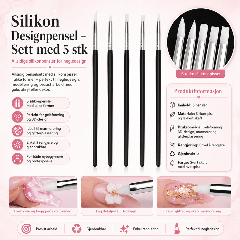 Silicon design pensel 5 stk.