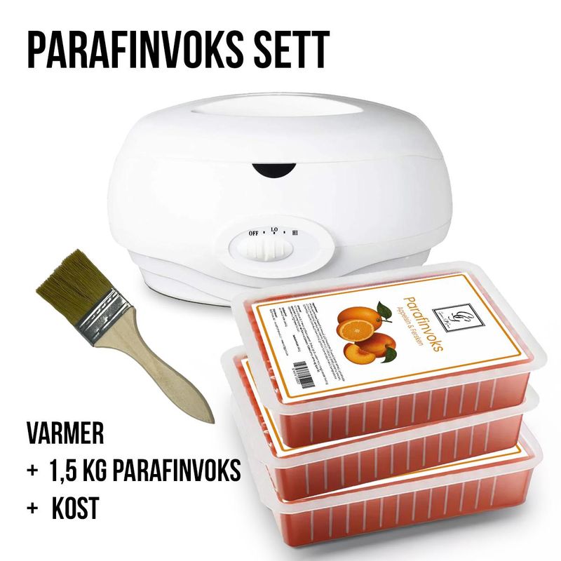 Parafinvoks sett 3×500 g + kost + varmer (2,7 L)