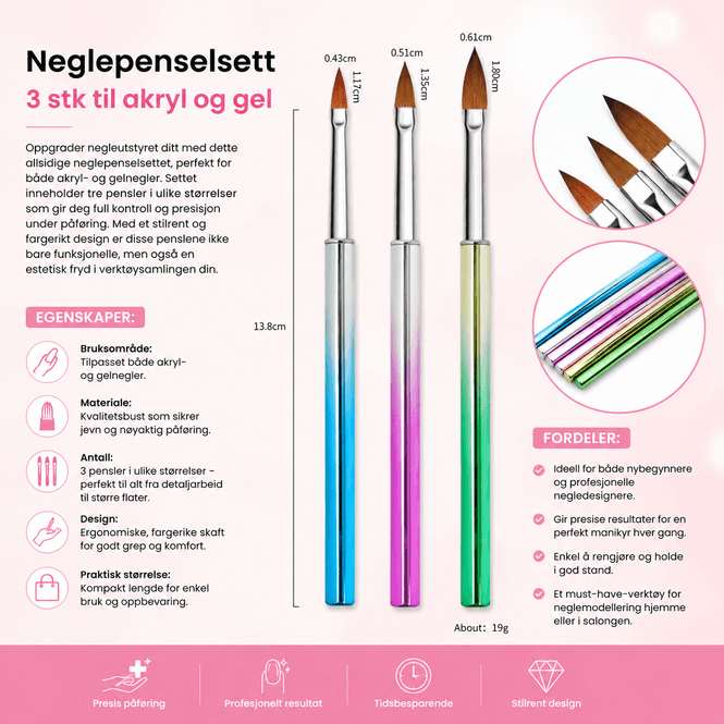 Hovedbilde Neglepenselsett  3 stk.