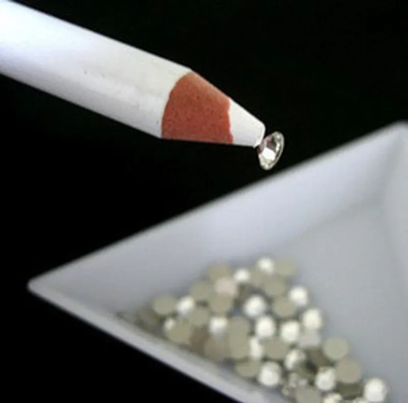 Rhinestone Plukker – Hvit Blyantplukker (ca. 9 cm)